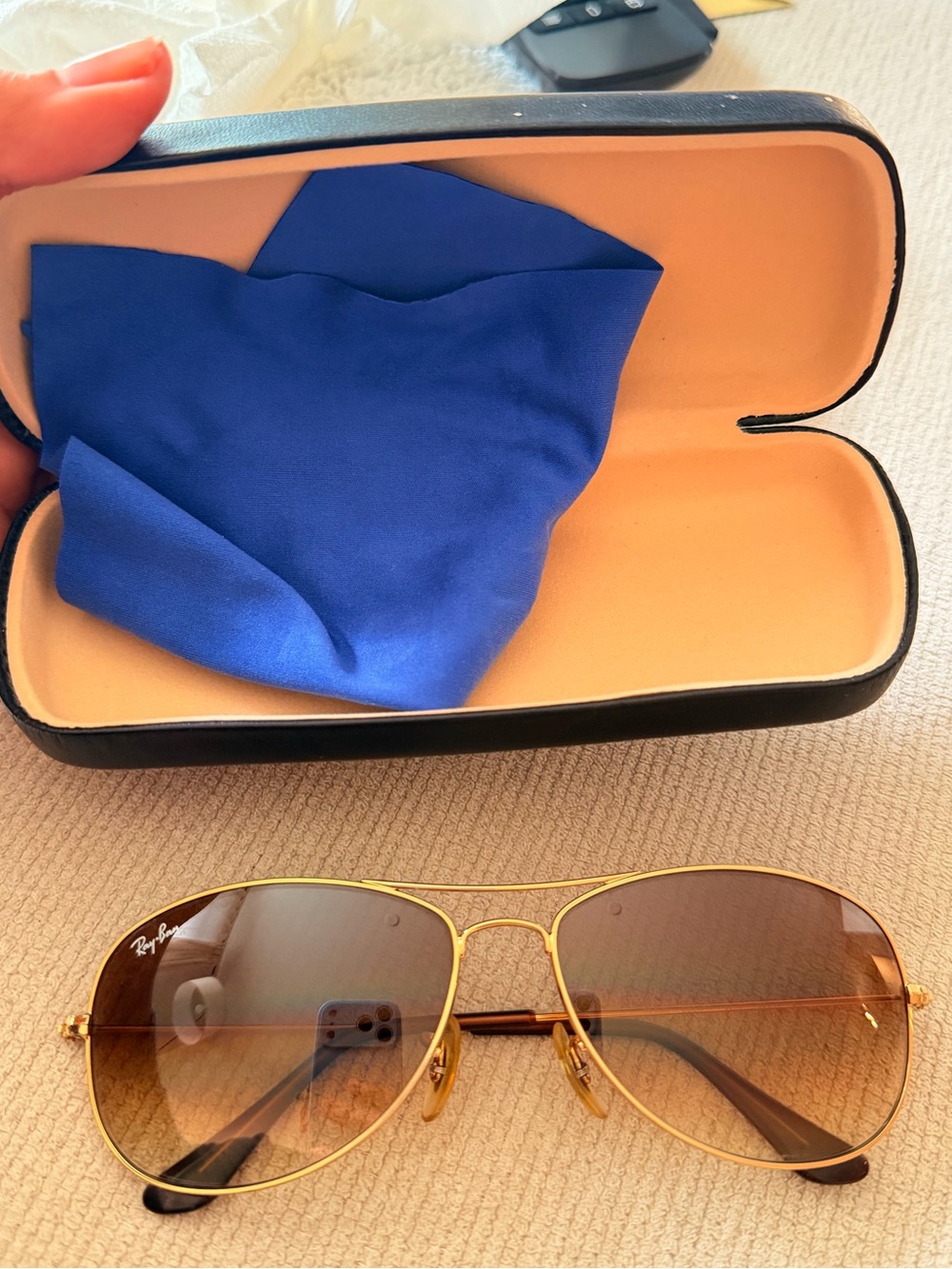 Ray-Ban Gold Frame Sunglasses with Brown Gradient Lenses